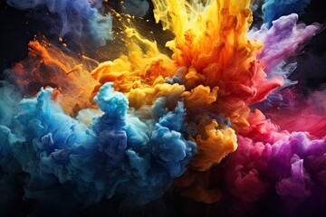 Explosion of colored powder on black background  Explosion of colored powder on black background