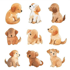 Vector hand drawn puppy collection