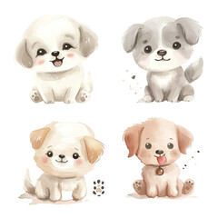 Vector hand drawn puppy collection