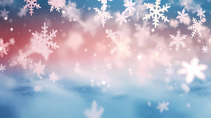 Wonderful scene formed by snowflakes, winter background