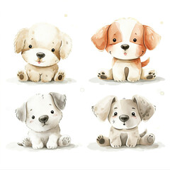 Vector hand drawn puppy collection