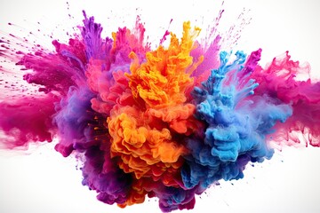 Colorful powder explosion set isolated on white background