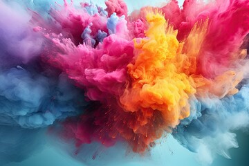 Colorful powder explosion set isolated on white background
