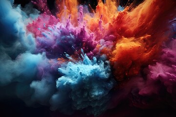 Explosion of colored powder on black background  Explosion of colored powder on black background