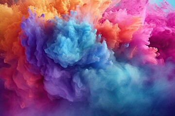 Fototapeta premium Colorful powder explosion on white background.