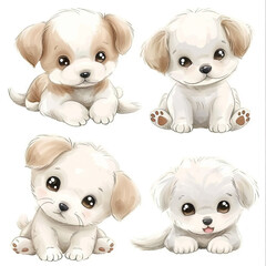 Vector hand drawn puppy collection