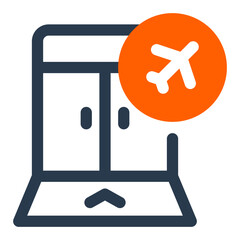 Departure Gate with Boarding Process Vector Icon Illustration