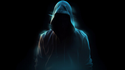 Ghost hacker criminal scary hood anonymous creepy design.  - obrazy, fototapety, plakaty