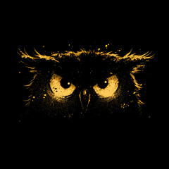 Fototapeta premium Grunge Style Intense Owl Illustration 