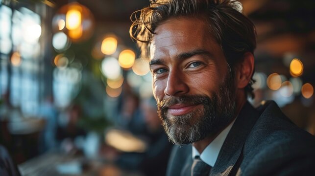 Handsome Office Boss Smiling In Office