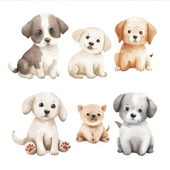 Vector hand drawn puppy collection