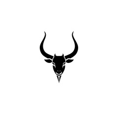 Stylized Black Antelope Head on White

