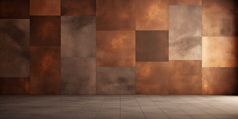 Abstract interior wallpaper with textured background in brown colors.