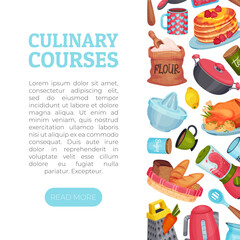 Cooking Class and Kitchen Utensil Banner Design Vector Template