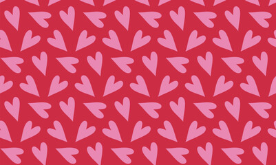 Fototapeta na wymiar Love heart seamless pattern background. Cute romantic red hearts background print. Printable vector container background for Valentine's Day.
