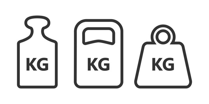Weights graphic icons set. KG signs isolated on white background. Kilogram symbols. Vector illustration