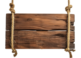 Brown wooden sign for hanging. Signpost and billboards concept