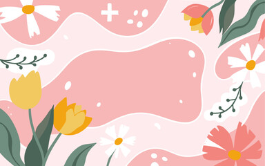 Abstract tulip background poster. Good for fashion fabrics, postcards, email header, wallpaper, banner, events, covers, advertising, and more. Valentine's day, women's day, mother's day background.