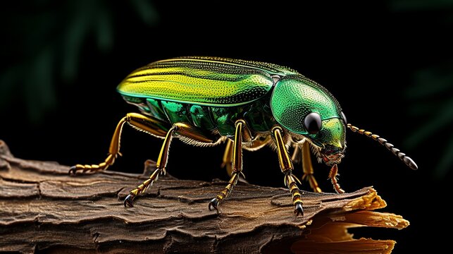 Bark beetle, big greenish beetle on white background (Latin name Selatosomus gravidus).