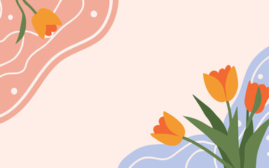 Abstract tulip background poster. Good for fashion fabrics, postcards, email header, wallpaper, banner, events, covers, advertising, and more. Valentine's day, women's day, mother's day background.