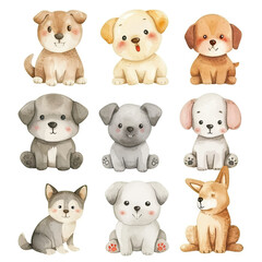 Vector hand drawn puppy collection