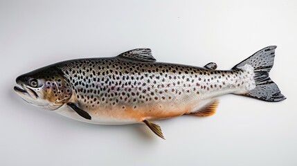 raw rainbow trout isolated on white background, close-up, full depth of field