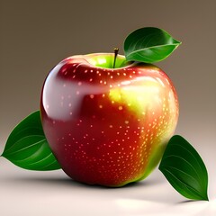red apple with leaves