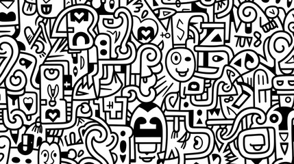 Funny doodle seamless pattern, artistic background