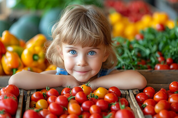 Fototapeta na wymiar healthy food and the child