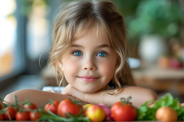 Fototapeta na wymiar healthy food and the child
