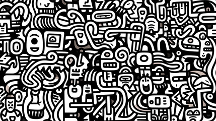 Funny doodle seamless pattern, artistic background