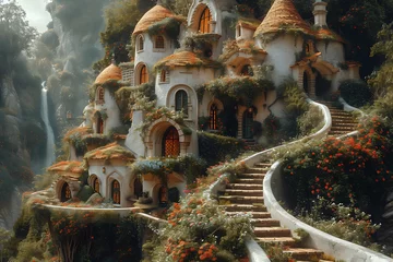 Photo sur Plexiglas Kaki Enchanting fantasy world with majestic dragon, evoking imagination and magic in a mystical landscape