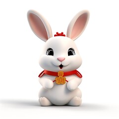 Chinese New Year rabbit isolated on blank white background
