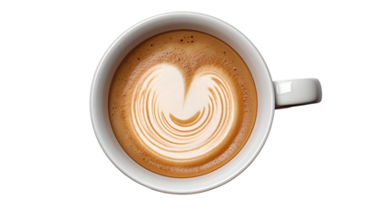 cup of coffee png. cup of cappuccino png. cup of white coffee top view png. coffee cup full of coffee bird's eye view isolated. coffee with milk png