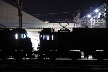 夜の駅に停車するEF64重連+EH200の通称「お年玉回送列車」_2024/1/3撮影