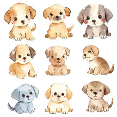 Vector hand drawn puppy collection