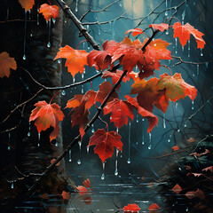 autumn leaves in water