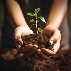 hands holding a plant