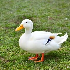 white duck on grass