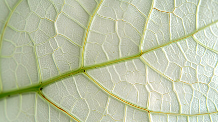 Veins of Nature: A Macro Leaf's Vein Pattern highlighted soft, translucent green hue