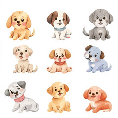 Vector hand drawn puppy collection