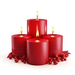 red candle and red rose petals