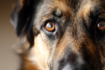 Dog's face with expressive eyes. Pets and lifestyle concept. Generative AI