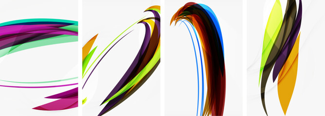 Colorful wave lines poster set for wallpaper, business card, cover, poster, banner, brochure, header, website