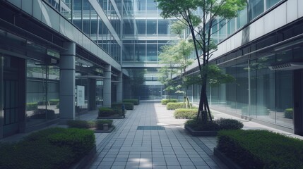 Picture of an urban modern building business office area. Interior of empty open space office in...