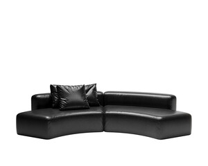 Modern  leather corner sofa isolated on white background. Furniture Collection. 