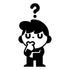 minimal a carton character thinking mode flat vector silhouette, black color silhouette