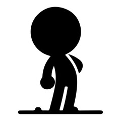 minimal a carton character thinking mode flat vector silhouette, black color silhouette