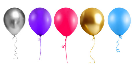 A set of Colorful balloons isolated on white background.