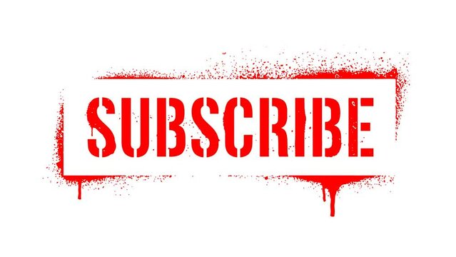 Subscribe stencil animation. Alpha channel, transparent background. 4K resolution